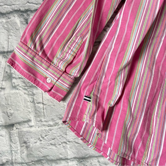 Vintage IZOD Button Down Stripe Blouse - Picture 4 of 9